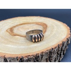 Vintage 950 Sterling Silver 18K Gold Ring Size 7.5
