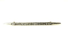 925 Sterling Silver Top Cubic Zirconia Vintage Bar Brooch 3.1 Grams (PEN5771)