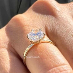 Pure 10K Yellow Gold FN Round Cut 1.30CT White Moissanite Women’s Wedding Ring