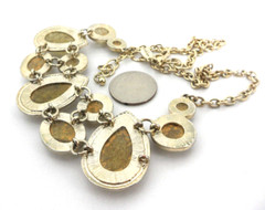 Ann Taylor Bib Necklace Faux Rutile Rutilated Quartz Pear Oval Glass Stones Vtg