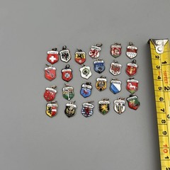 Lot of 24 Vintage 800 Silver REU ANTIKO Enamel European Travel Shield Charms 25g