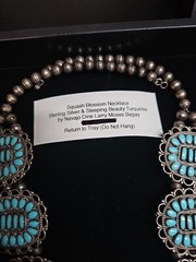 Vtg Navajo Sterling Silver LARRY MOSES BEGAY Turquoise Squash Blossom Necklace
