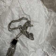 VTG Monet Necklace 24” With Tassel Pendant Silver Tone