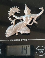 Vintage Large 75mm Pre 1949 Mekhala Goddess Siam Sterling Silver Brooch 14 grams