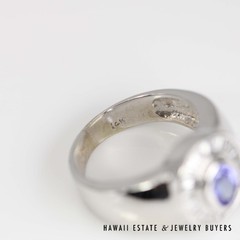 2.25ctw Tanzanite and 1ctw Baguette Diamonds 14K White Gold Ring Size 7.5