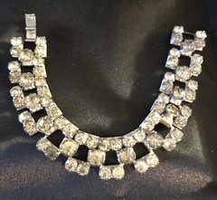 Vintage Rhinestone Raised Prong Setting Bracelet 7” X 3/4”