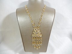VTG HOBE STYLE HIGN END CLEAR OPEN SET RHINESTONE WATERFALL 22″ BIB NECKLACE
