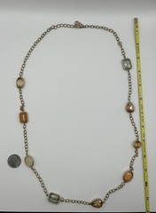 Vtg Estate Sale Cookie Lee Signed Chain Necklace With Shimmery Jewel Stations