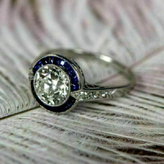 2Ct Round Cut Lab-Created Diamond Sapphire Retro Halo 925 Silver Engagement Ring