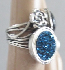 ISRAEL STERLING PZ OR PAZ COCKTAIL RING SIZE 5.25, MULTI STONE, 9.5 GRAMS, 1 IN