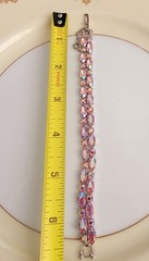 Vintage Sherman Signed Light Pink Aurora Borealis Rodium Plated Bracelet 6.5 In