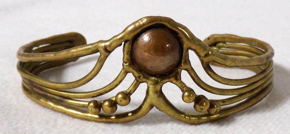 Arts & Crafts OOAK Gilded Bronze Dark Ages Cuff Bracelet