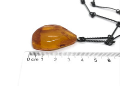 Old Amber Pendant Vintage Natural Baltic Yellow Honey Bead With Chain 13,6g19032