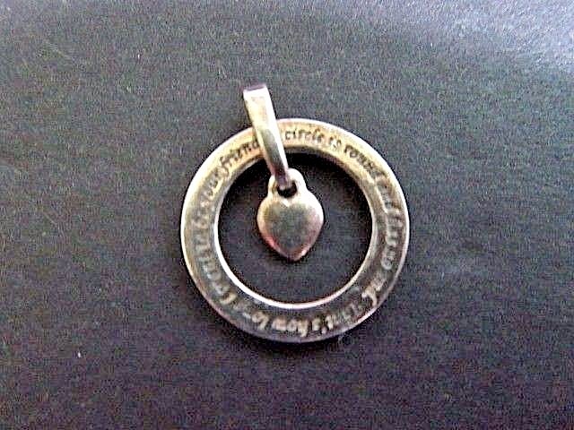 STERLING SILVER ROUND ‘FRIENDSHIP’ CHARM DANGLE HEART 925 SEE DESCRIPTION
