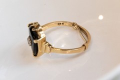 14k Gold Ring Art Deco 1920’s B&F Black Onyx w Diamond