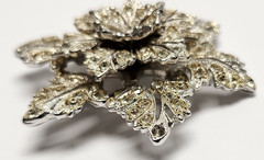 Flower Vintage Brooch Signed ORA Star filigree milgrain 3d large 2″ inch Layered