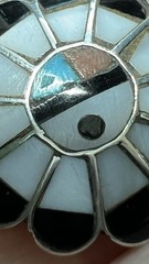 Vintage Zuni Native 925 Silver Sunface Brooch Inlay Design Natural Stones