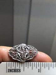 35. Vintage 925 Sterling Silver Hand Crafted Filigree Rhombus Ring 5.25s, 3.1g