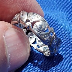 Original EARTH MINED DIAMOND Deco Band Vintage PLATINUM Eternity Anniversary 8