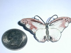 VINTAGE- OX- TINA OXAGER DENMARK STERLING ALL ENAMEL BUTTERFLY BROOCH- 1 5/8″!