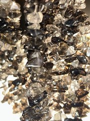 Vintage Smoky Quartz Chip Necklace 1” Wide Statement 17” 1970s 120g Boho Collar