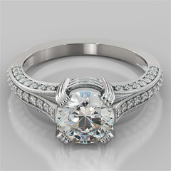 14K White Gold Over 2CT Round Lab Created Diamond Ring Vintage Split Shank Pave