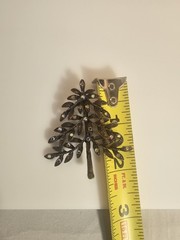 Cute 2 inch bronze and twinkling rhinestone christmas tree pin