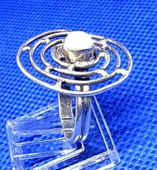 X04 Big Spiral Rainbow Moonstone 1” Crown – 925 Silver Ring Size 5.75 Vintage