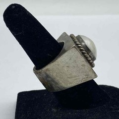 Crenshaw Vintage Sterling Silver 925 Mother of Pearl Statement Ring Sz 5.5