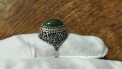 Vintage Soviet Russian Sterling Silver 925 Ring Jade ,Women’s Jewelry Size 7.75