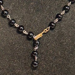 NECKLACE BRACELET EARRINGS set black acrylic metal caged screwbacks vintage