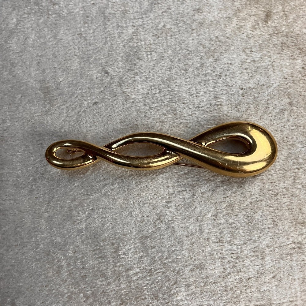 Vintage Gold Tone Monet 3.5in Infinity Brooch Preppy Old Money