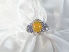 Vintage Sterling Silver 925 Fire Ethiopian Opal Tanzanite Butterfly Ring Size 7