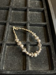Vintage sterling silver 925 bracelet wire strung beads size 6 1/4