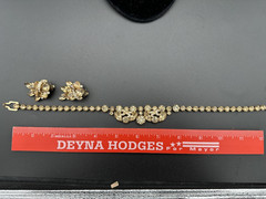 Vintage 1940s-1950s EISENBERG Gold-tone Choker Necklace 3 Piece Set Jewelry