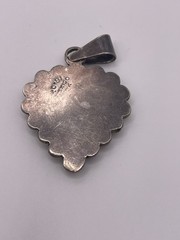 Vintage Sterling Silver Black Onyx Heart Pendant Southwestern Style Signed