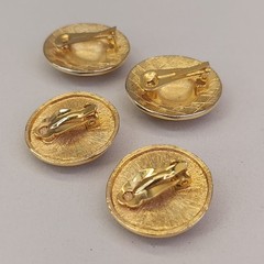 Vintage Imitation Pearl Clip On Earrings Lot of 2 Pebbled Cream Gold Tone Large