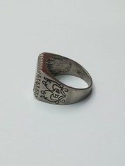 USSR Signet Ring with Black Overlay and Enamel 21mm Brass Chrome Good condit