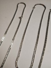 Box H Link Chain Necklace Silver Tone Career Minimalist Jewelry 14 In Lot Of 3
