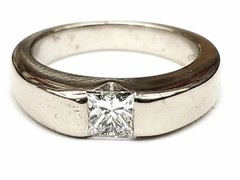 Vintage 18k White Gold Princess Cut Diamond Engagement Ring