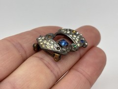 Vintage Art Deco 20s 40s Pot Metal Wishing Well Rhinestone Pin Brooch Figural