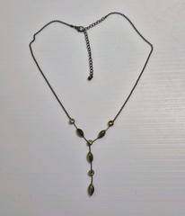 Bronze Bead Ball Green Y-drop Lariat Necklace Y2K Fairy Whimsy Garden Tea Party