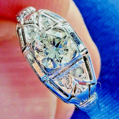 Original EARTH MINED DIAMOND Deco Engagement Ring Gatsby ERA Solitaire 14K GOLD
