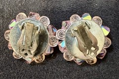 Vintage Light Pink Aurora Borealis Crystal Brooch & Clip On Earrings Set