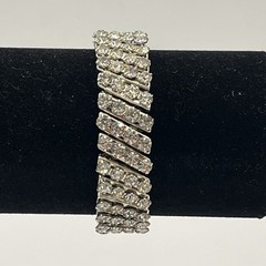 Vintage 1950’s Rhinestone Stretch Expandable Bracelet Prong Set Made in Japan