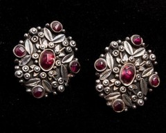 3 Pairs Vintage Sterling Silver & Gemstone Earrings for Pierced Ears Post Back