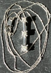 10k White Gold 19.5″ Necklace Chain & Past Present Future 3 Diamond Pendant