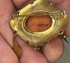 Vintage Brooch Pin Japan Japanese flower with Dangles W/Extra Pin