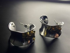 Vintage Yves Saint Laurent Two-Tone Sculptural Earrings 3cm
