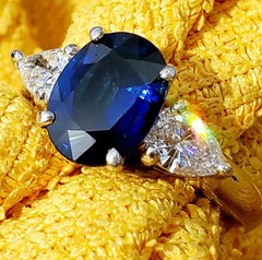 Original EARTH MINED SAPPHIRE DIAMOND Deco Engagement Ring PLATINUM Solitaire 5